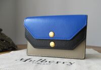 Mulberry Multiflap Multi Card Case Purse in Dune, Porcelaine Blue and Black
