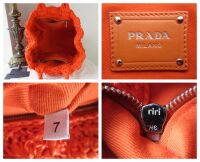 Prada Raffia Rombi Woven Canapa Tote in Papaya Orange
