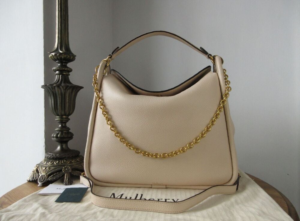 Mulberry Leighton Hobo in Linen Beige Small Classic Grain Leather