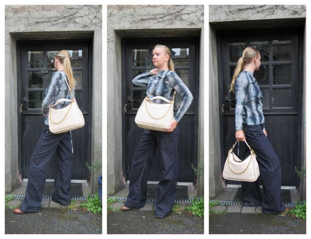 Mulberry Leighton Hobo in Linen Beige Small Classic Grain Leather