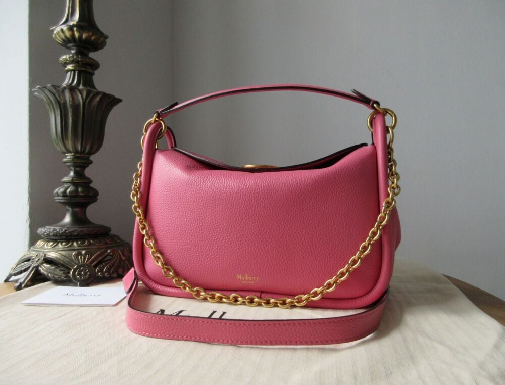 Mulberry Small Leighton Hobo in Geranium Pink Small Classic Grain