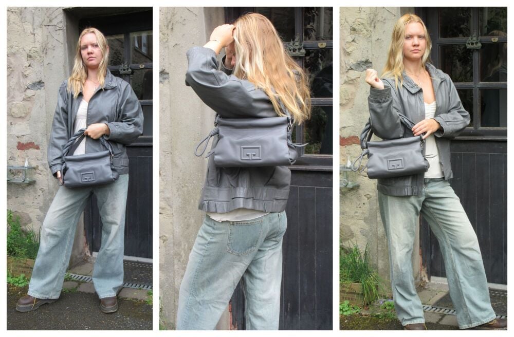 Givenchy ID93 Medium Zip Bag in Storm Grey Calfskin with Silver Hardware