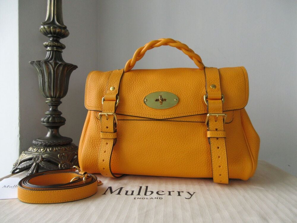 Mulberry Regular Alexa Satchel in Double Yellow Heavy Grain