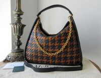 Mulberry Leighton Hobo in Nutmeg, Midnight & Black Woven Houndstooth