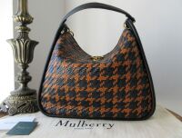 Mulberry Leighton Hobo in Nutmeg, Midnight & Black Woven Houndstooth