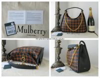 Mulberry Leighton Hobo in Nutmeg, Midnight & Black Woven Houndstooth