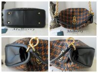 Mulberry Leighton Hobo in Nutmeg, Midnight & Black Woven Houndstooth