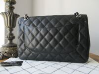 Chanel Timeless Classic 2.55 Large (Jumbo) Double Flap Bag in Black Caviar