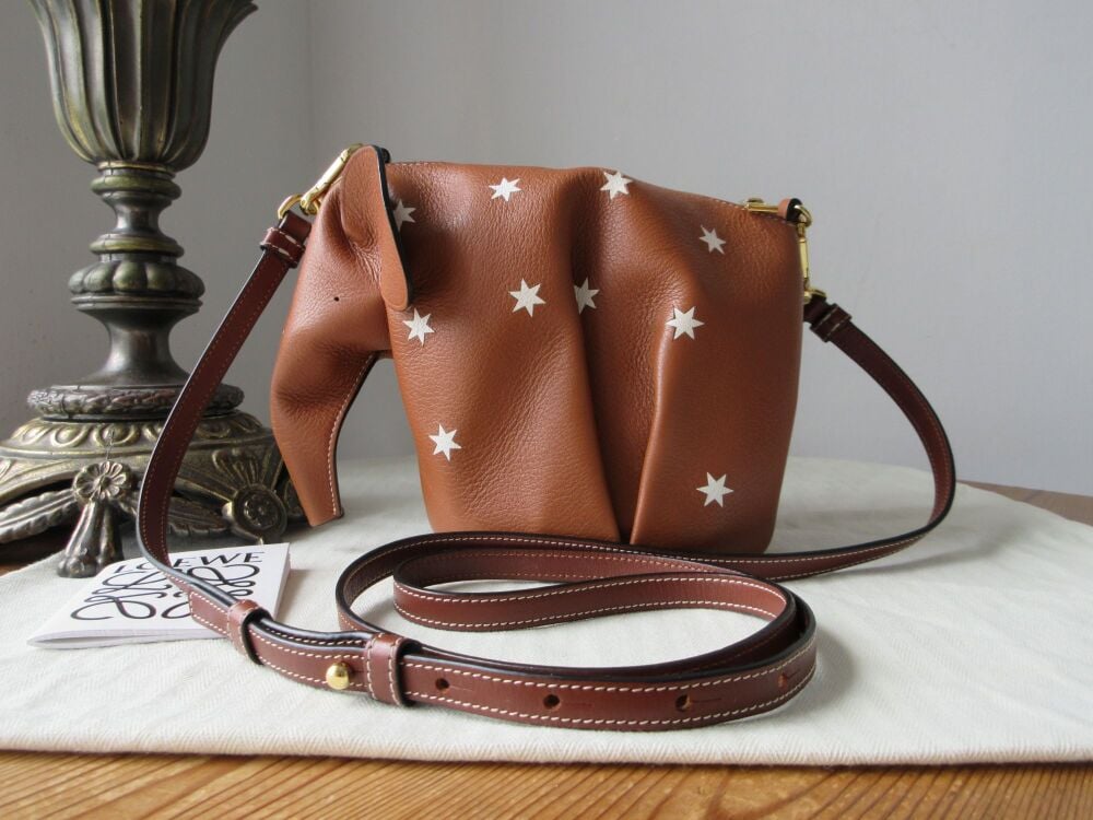 LOEWE Elephant Stars Mini Crossbody Bag in Tan Calfskin Leather