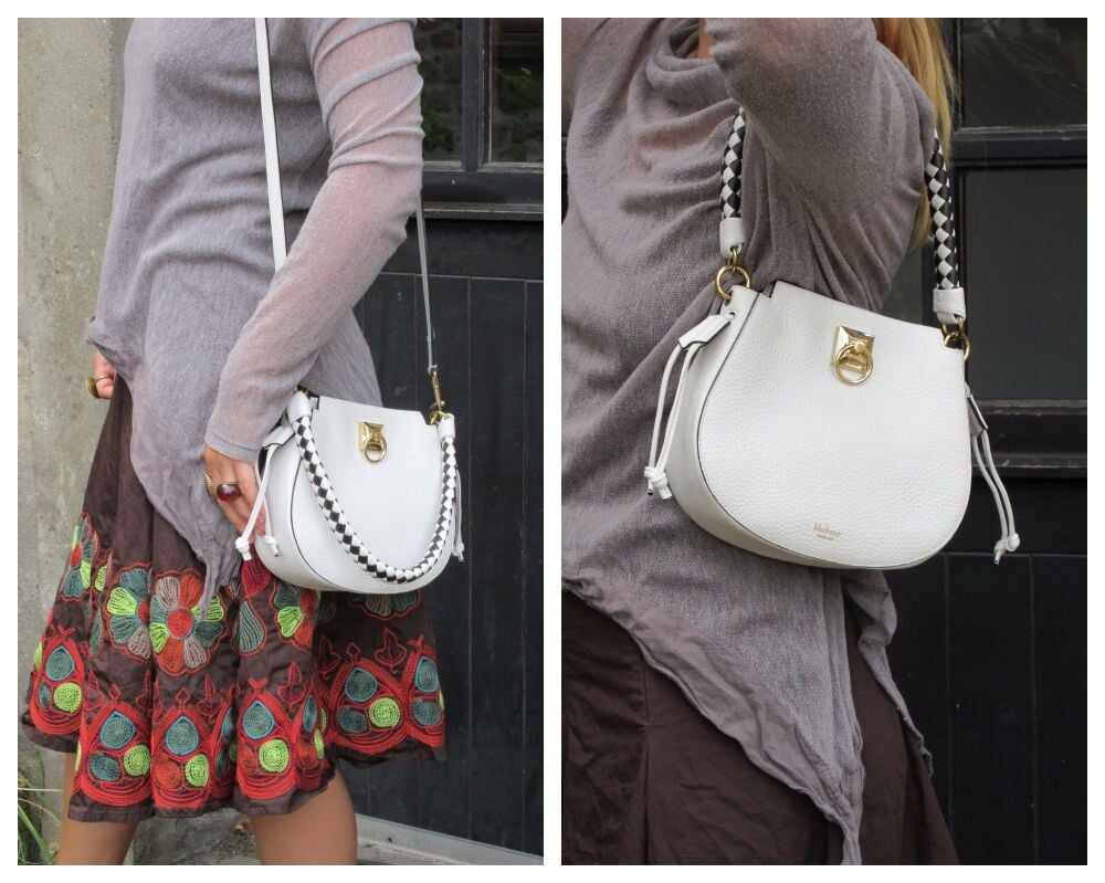 Mulberry Mini Iris Hobo Monochrome in White Heavy Grain