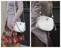 Mulberry Mini Iris Hobo Monochrome in White Heavy Grain