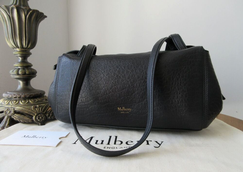 Mulberry Meadow Small Shoulder Bag in Black Natural Grain Leather