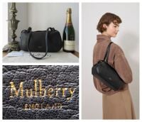 Mulberry Meadow Small Shoulder Bag in Black Natural Grain Leather