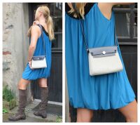 Herm&Atilde;&copy;s Herbag Zip Retourne 20 Mini in &Atilde;cru Ardoise Viking Toile / Black Vac