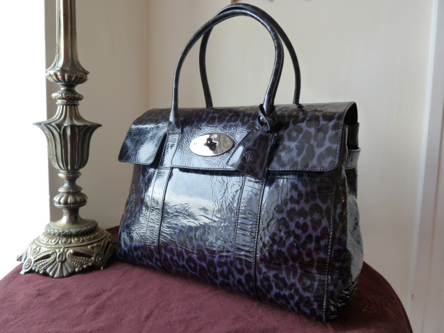 Mulberry Bayswater in Navy Leopard Print Patent Leather - SOLD
