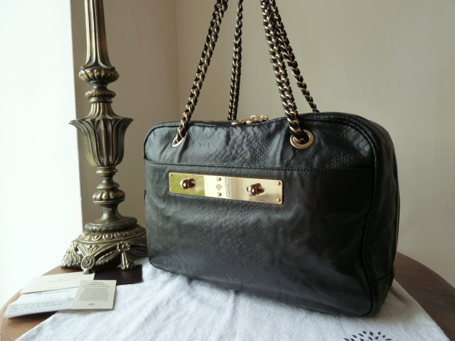 Mulberry Carter Double Handled Camera Bag in Black Snake Embossed Nappa ...