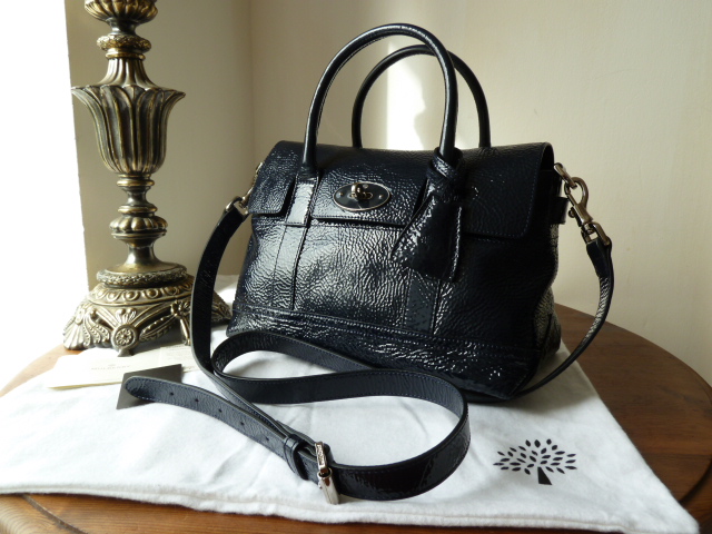 Mulberry Holiday Small Bayswater Satchel in Nightshade Blue Spongy Patent - SOLD