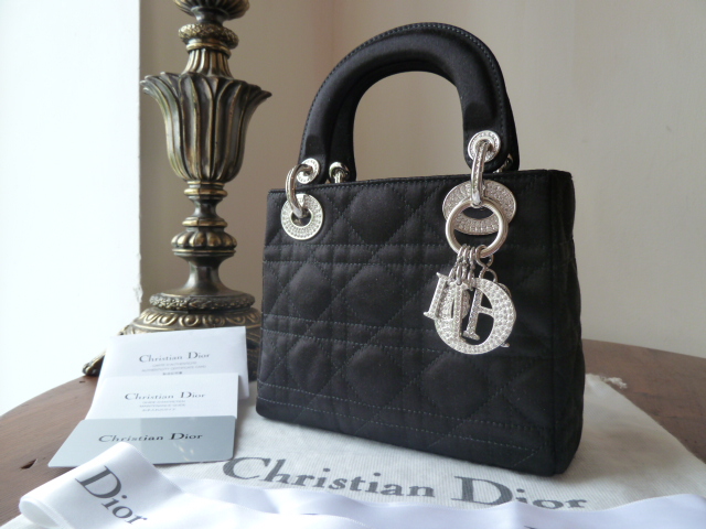 Dior Lady Dior Mini in Black Satin Encrusted with Swarovski Crystals - SOLD