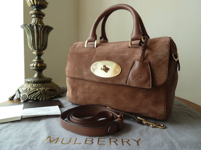 Mulberry Del Rey in Black Classic Calf and Ostrich Mix (smaller sized) - SO