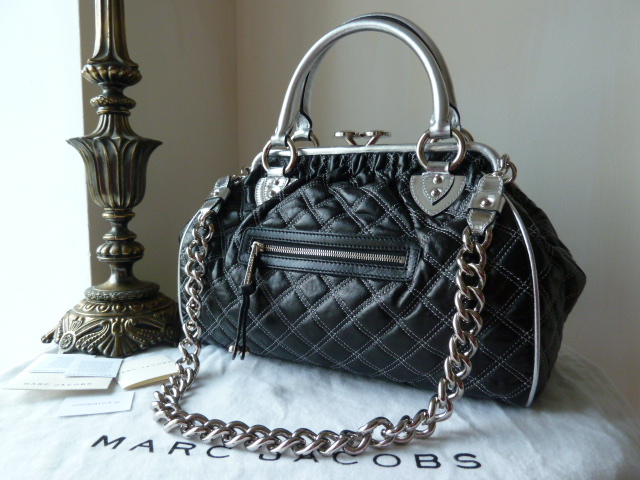 Marc Jacobs Resort Collection Black & Silver Metallic Calf Leather Stam - SOLD
