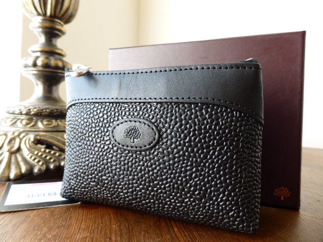 Mulberry Zip Coin Purse in Black Scotchgrain & Leather - SOLD