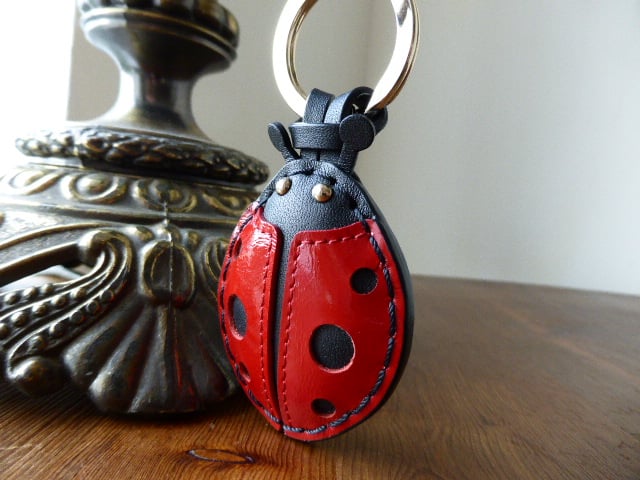 Mulberry Heart Keyring / Bag Charm in Crimson Spazzalato Leather with Silve