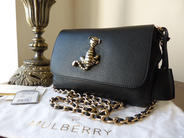 Mulberry Lily Tiger Plaque in Black Soft Matte Leather - SOLD