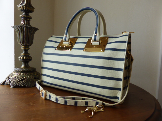 Sophie Hulme 'Mini' Zip Striped Bowling with Frog Charm  - SOLD
