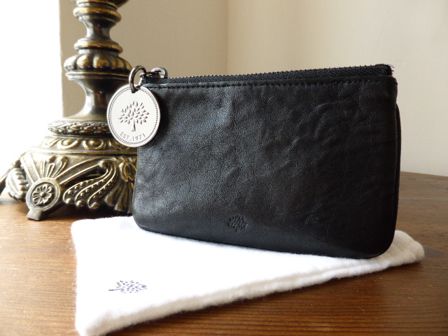 Mulberry Leah Zip Coin Purse / Pouch in Black Plonge Lambskin Leather - SOLD