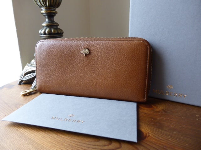Mulberry Tree Zip Around Continental Wallet / Purse in Oak Natural Leather 