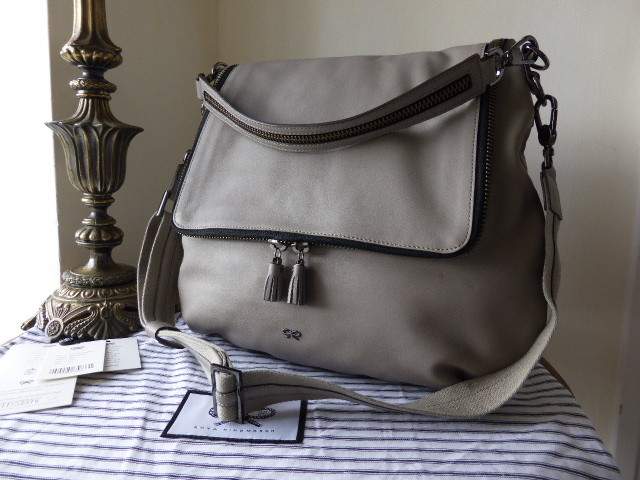 Anya Hindmarch Maxi Zip Satchel in Smooth Grey Calf Leather - SOLD