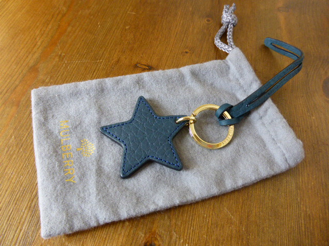 Mulberry Star Keyring Bag Charm in Petrol Deeply Grained Leather  - SOLD