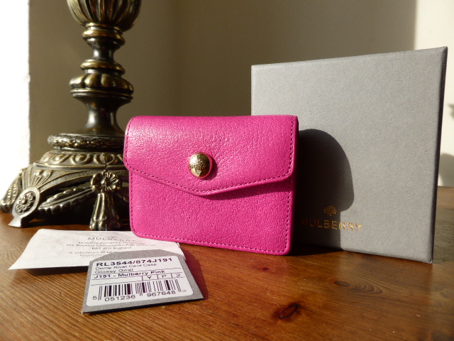 Mulberry Dome Rivet Card Case in Mulberry Pink Glossy Goat - SOLD