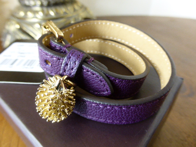 Mulberry Hedgehog Charm Bracelet in Eggplant Soft Goatskin - SOLD