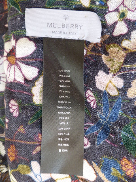 Mulberry Mini Meadow Square Printed Wrap in Black  - SOLD