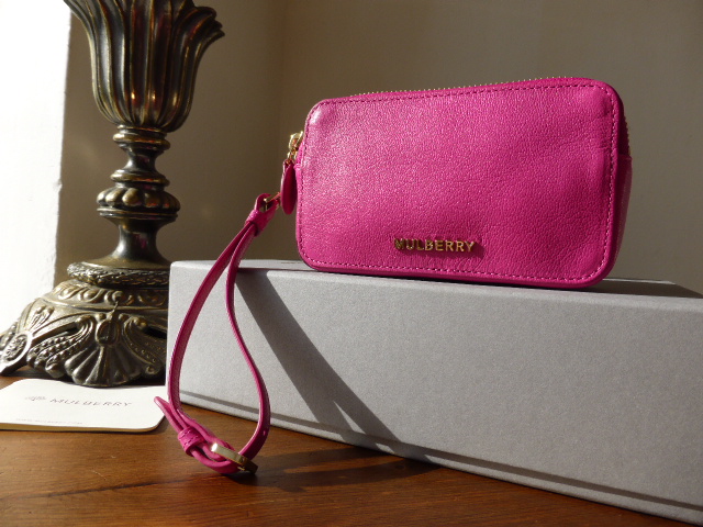 Mulberry Wristlet Pouch in Mulberry Pink Glossy Goat Leather - SOLD