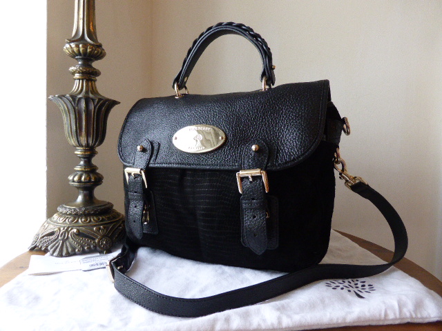 Mulberry Trout in Black Reptile Print Suede & Sparkly Calf Leather -SOLD