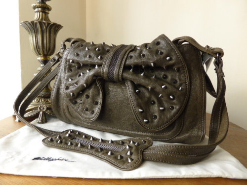 Phillip Lim 3.1 Edie Studded Bow Bag in Grey Chevre - New