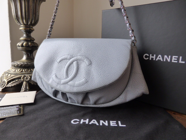 Chanel Half Moon Wallet on Chain in Bleu Clair Caviar Leather - SOLD