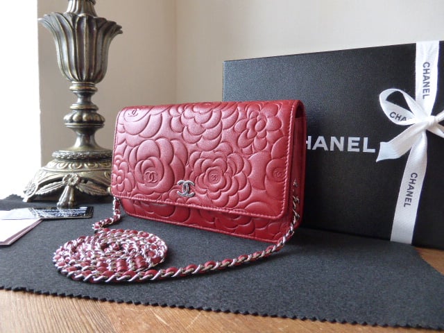 Chanel Camellia Wallet on Chain in Red Lambskin - SOLD
