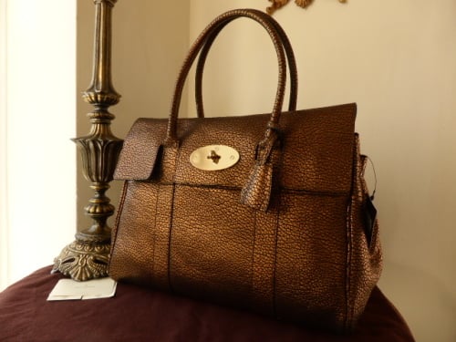 Mulberry Bayswater in Hedgehog Maxi Grain Metallic Bronze Leather - New*