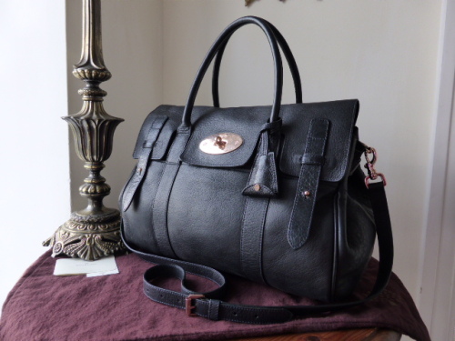Mulberry Heritage Bayswater Satchel in Nightshade Blue with Rose Gold Hardw