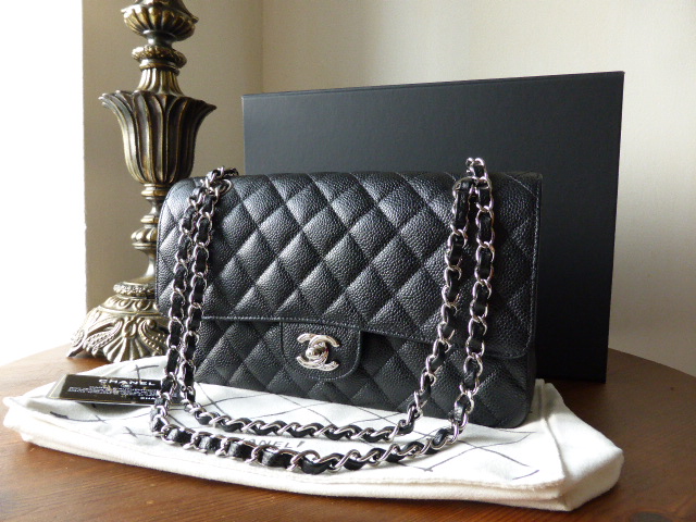 Chanel Classic 10" Black Caviar 2.55 Flap Bag with Silver Hardware - SOLD