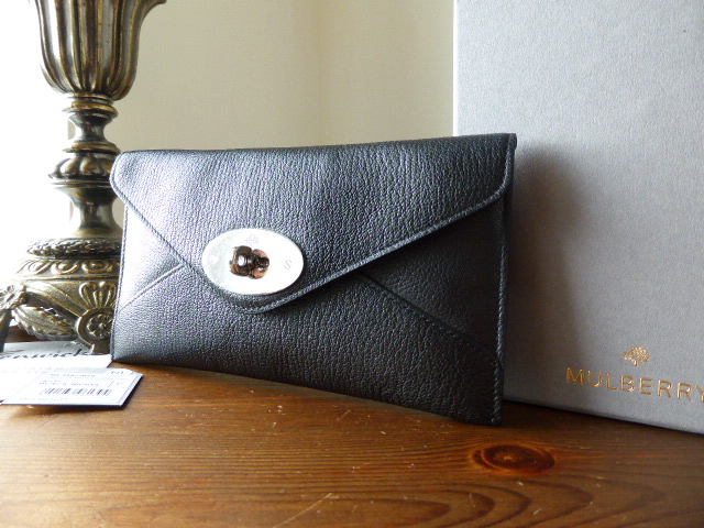 Mulberry Dome Rivet French Purse in Black Glossy Goat Leather 