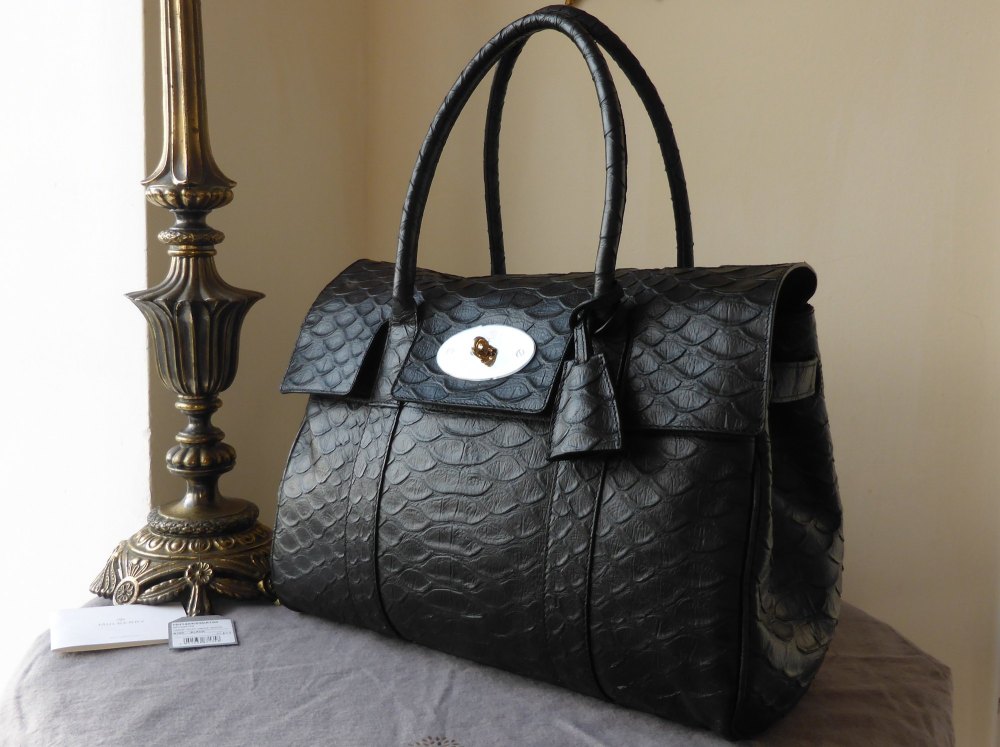 Mulberry Bayswater in Black Large Silky Snake Nappa - SOLD