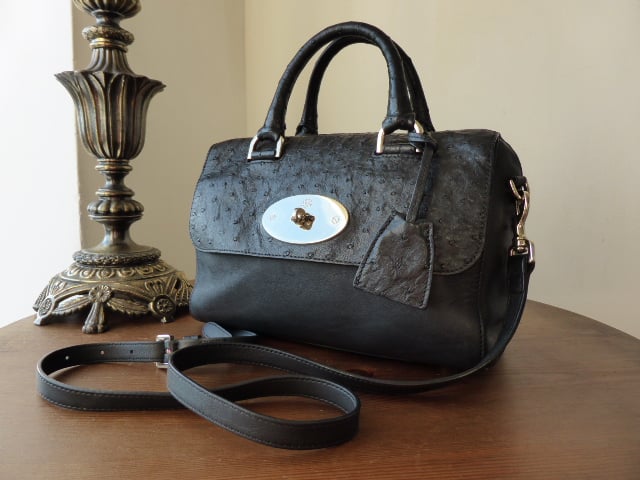Mulberry Del Rey in Black Classic Calf and Ostrich Mix (smaller sized) - SOLD