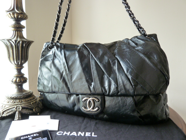 Chanel Twisted Jumbo Maxi Flap in Black Glazed Calfskin - SOLD