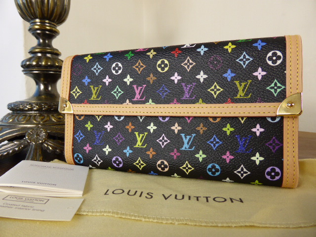 Louis Vuitton Canvas Porte Tresor Wallet Multicolor Monogram Black