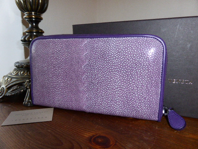 Bottega Veneta Soft Stingray Zip Around Wallet in Violet - SOLD