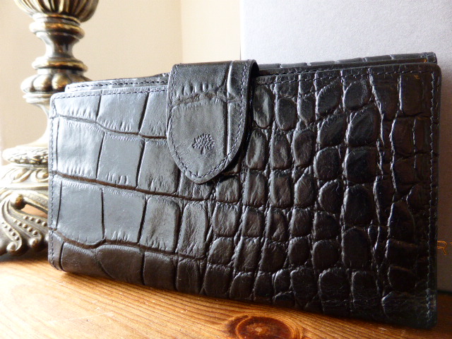 Mulberry Bifold Purse in Black Printed Leather  - SOLD